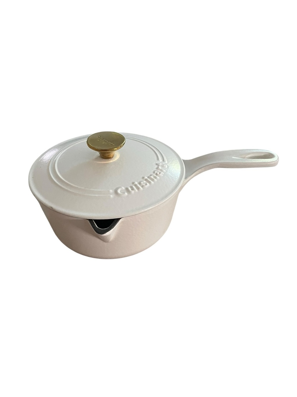 Cuisinart Cream Enamel Saucepan with Gold-Tone Knob